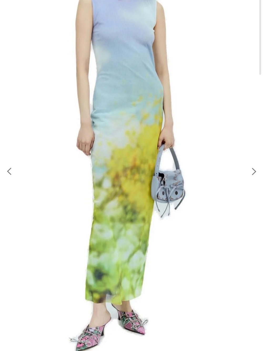 Acne Gradient Pastel Blue to Yellow Green Sleeveless Maxi Dress